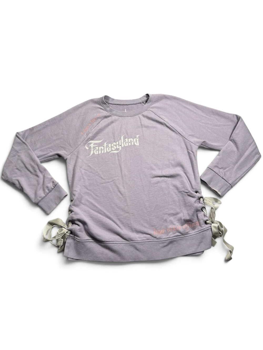 Large Adult Disney Parks Authentic Original Lavender Velvet Lace Up Long Sleeve